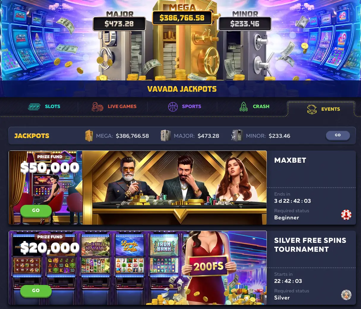 Vavada Casino – bonus powitalny 100% i 100 darmowych spinów